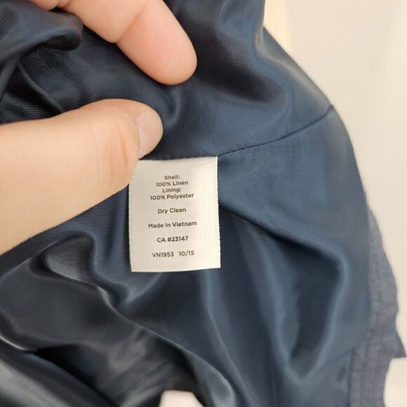 Talbots Linen Open Front Blazer Jacket Blue Women’s Size 8 Lightweight Career - Picture 6 of 9